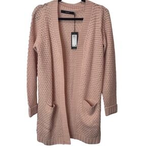 NEW Vero Moda Pink Sepia Rose Textured Open Front Long Sleeve Cardigan‎ M